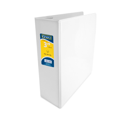 Carpeta 9311BL Classic Cristal, Brillante, Arillo en D 3" (625 Hojas Aprox), Tamaño Carta, Color Blanco, AZOR 302.9311BL