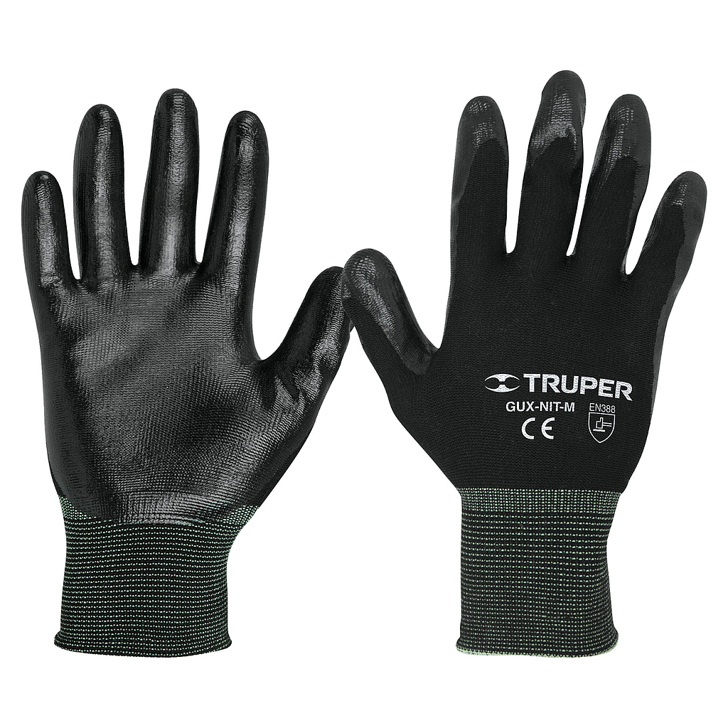 Guantes Textiles con Recubrimiento de Nitrilo, Alta Sensibilidad, Medianos, TRUPER GU-122