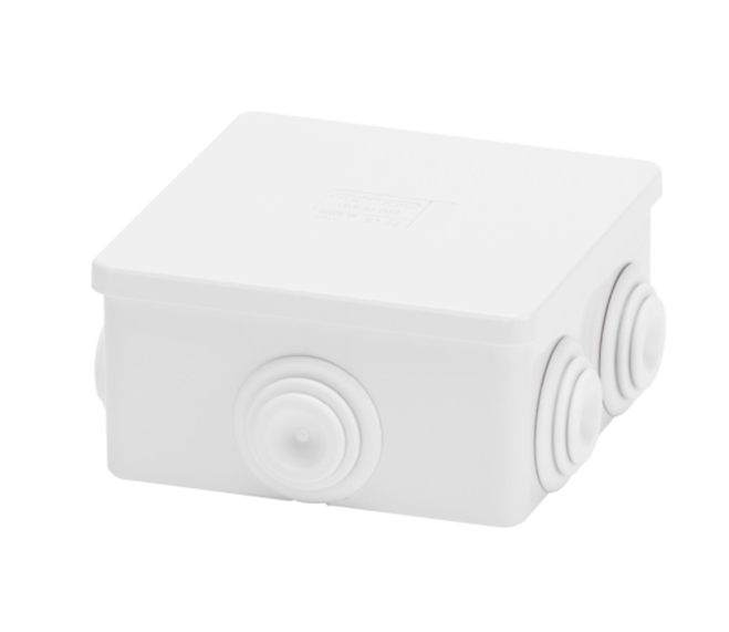 Caja Estanca IP44, 80x80x40 con Conos y Tapa a Presión, Color Gris, EWISS GW-44-003
