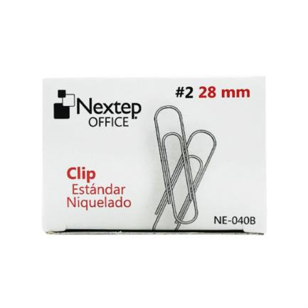 Clip Estándar Niquelado #2 (28 Milímetros), Caja C/100 Clips, NEXTEP NE-040B