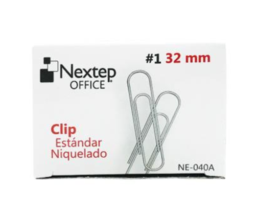 Clip Estándar Niquelado #1 (32 Milímetros), Caja C/100 Clips, NEXTEP NE-040A