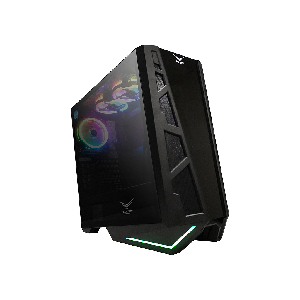 Gabinete Gamer Modelo COLOSUS, Full ATX, Panel Lateral de Cristal Templado, 3 Ventiladores Frontales, Iluminación RGB, No Incluye Fuente de Poder, NACEB NA-0610