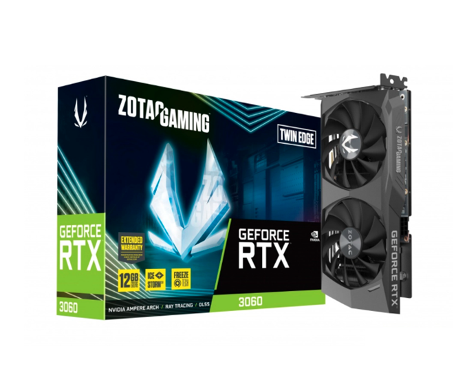Tarjeta de Video NVIDIA GeForce RTX 3060 Twin Edge 12GB, 12GB GDDR6, 192 Bit,1xHDMI 2.1, 3xDP 1.4a, PCI Exp x16 4.0, ZOTAC ZT-A30600E-10M