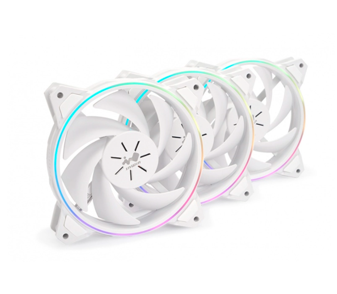 Kit de Ventiladores Sirius Pure, 120mm, 500 a 1800 RPM, RGB, Color Blanco, 3 Piezas, INWIN ASP120FAN-3PK