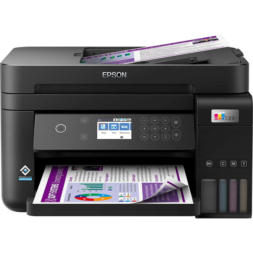 Impresora Multifuncional a Colores, Sistema EcoTank L6270, Inalámbrica (Wi-Fi), Copia/Imprime/Escanea, Dúplex, ADF, Inyección de Tinta Heat-Free, EPSON C11CJ61301