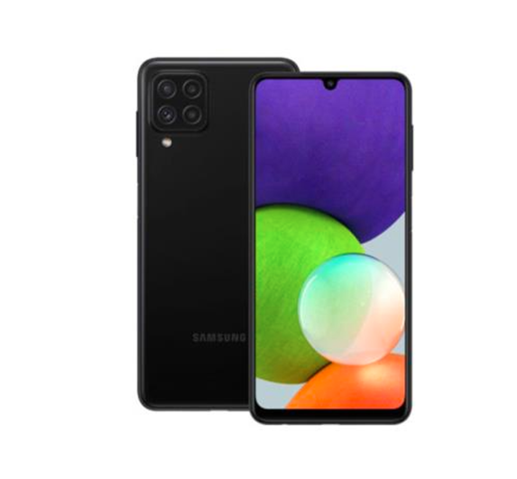 Smartphone Galaxy A22, CPU MediaTek MT6769T, RAM 4GB, ROM 128GB, LED Multi Touch 6.4" HD+, BT 5.0, Wi-Fi, Cámara Ppal 48MP, Android 11, Color Negro, SAMSUNG SAMGLXA22-N