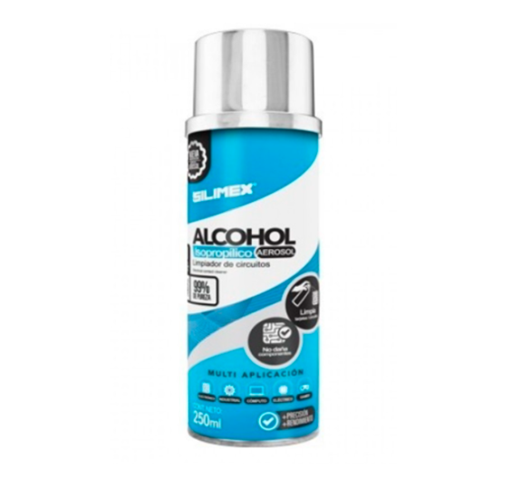 Alcohol Isopropilico, Contenido 250 Mililitros, 100% Flamable, Aerosol, SILIMEX ALCOESIAERO-250