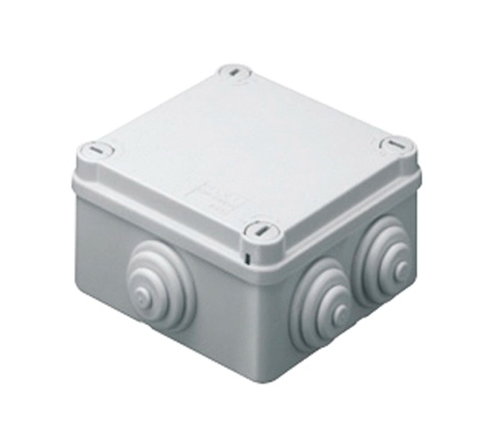 Caja de Derivación de PVC Auto-Extinguible, 6 Entradas, Tapa y Tornillo Media Vuelta 1/4", 100x100x50 mm (Medidas Internas), Para exterior (IP55), GEWISS GW44024