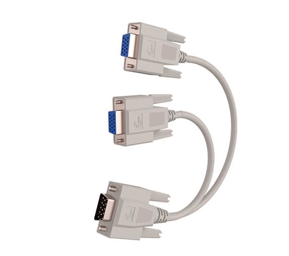 Cable Y Divisor de Video VGA HD15 Macho a 2 VGA HD15 Hembra, Longitud 20cm, Color Marfil, XTECH XTC-325