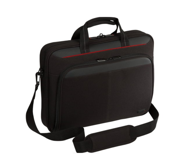 Maletín de Poliéster, Modelo Classic Delagdo, para Laptops Hasta 15.6", Color Negro/Rojo, TARGUS TCT027US