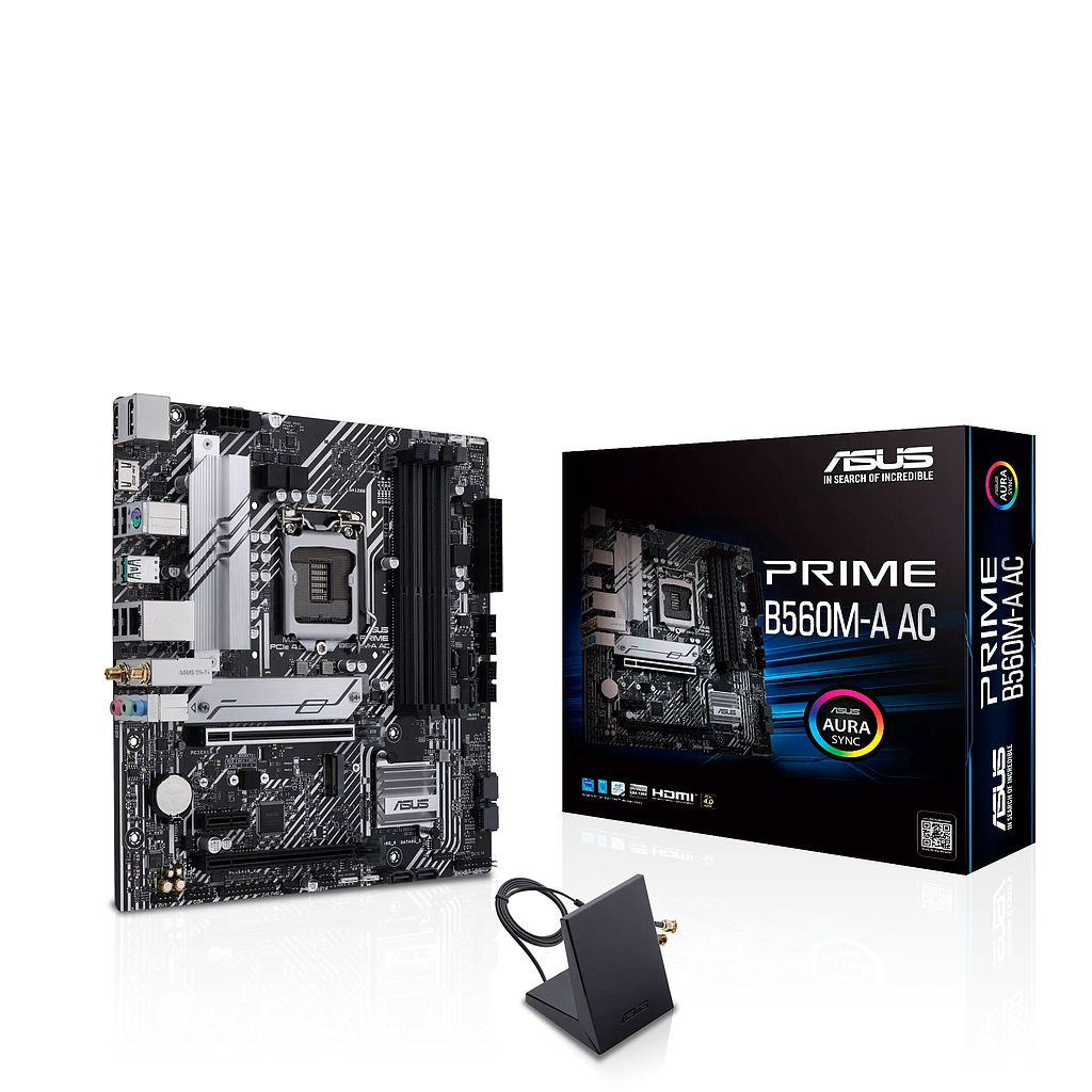 Tarjeta Madre (Mobo) B560M-A AC, LGA 1200 (11va y 10ma Gen), 4x DDR4, M.2, WLAN / LAN, USB 3.2, SATA 3.0, ATX, ASUS 90MB1800-MVAAY0