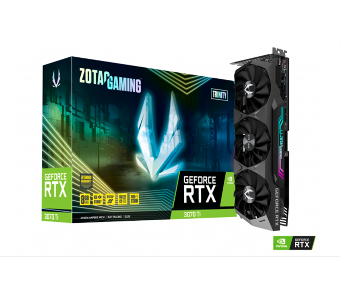 Tarjeta de Video Gaming NVIDIA GeForce RTX 3070 Ti Trinity 8GB, 8GB 256 Bit, GDDR6X, 1xHDMI, 3xDP, PCI Exp x16 4.0, ZOTAC ZT-A30710D-10P