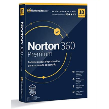 Antivirus Norton 360 Premium Total Security, Duración 1 Año, 10 Dispositivos, Windows / Mac OS, Android, NORTON TMNR-035-C