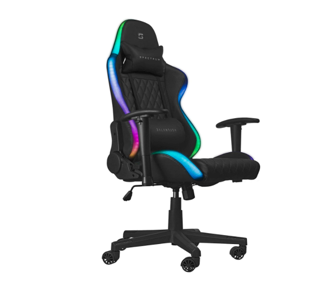 Silla Gamer  BALAM RUSH, Iluminación RGB, Reclinable, C/ Soporte Cervical y Lumbar, Color Negro , Max. 120 Kg, ACTECK BR-931267