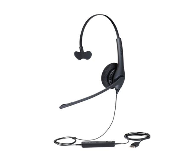 Auricular Profesional Monoaural con Micrófono, Cancelación de Ruido, Biz 1500 Mono, Conexión USB, Color Negro, JABRA 1553-0159