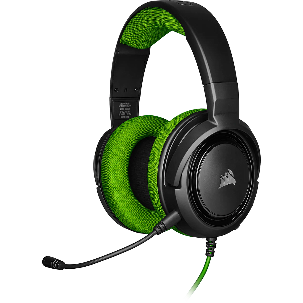 Audífonos con Micrófono Gamer HS35 Stereo, Alámbrico 3.5mm, Longitud del Cable 1.1 Metros, Color Negro / Verde, CORSAIR CA-9011197-NA