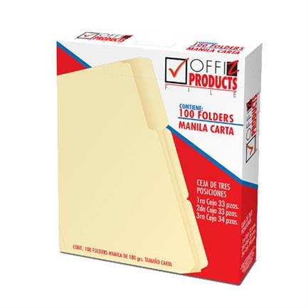 Folder Manila, Tamaño Carta, 3 Posiciones, C/100, OFFIZ PY1073