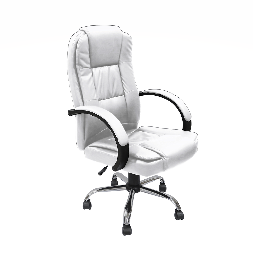 Silla de Oficina Ejecutiva, Giratoria, Respaldo Alto, Tactopiel, Color Blanco, Base Metálica, CHASER CH-DUALITAWHITE