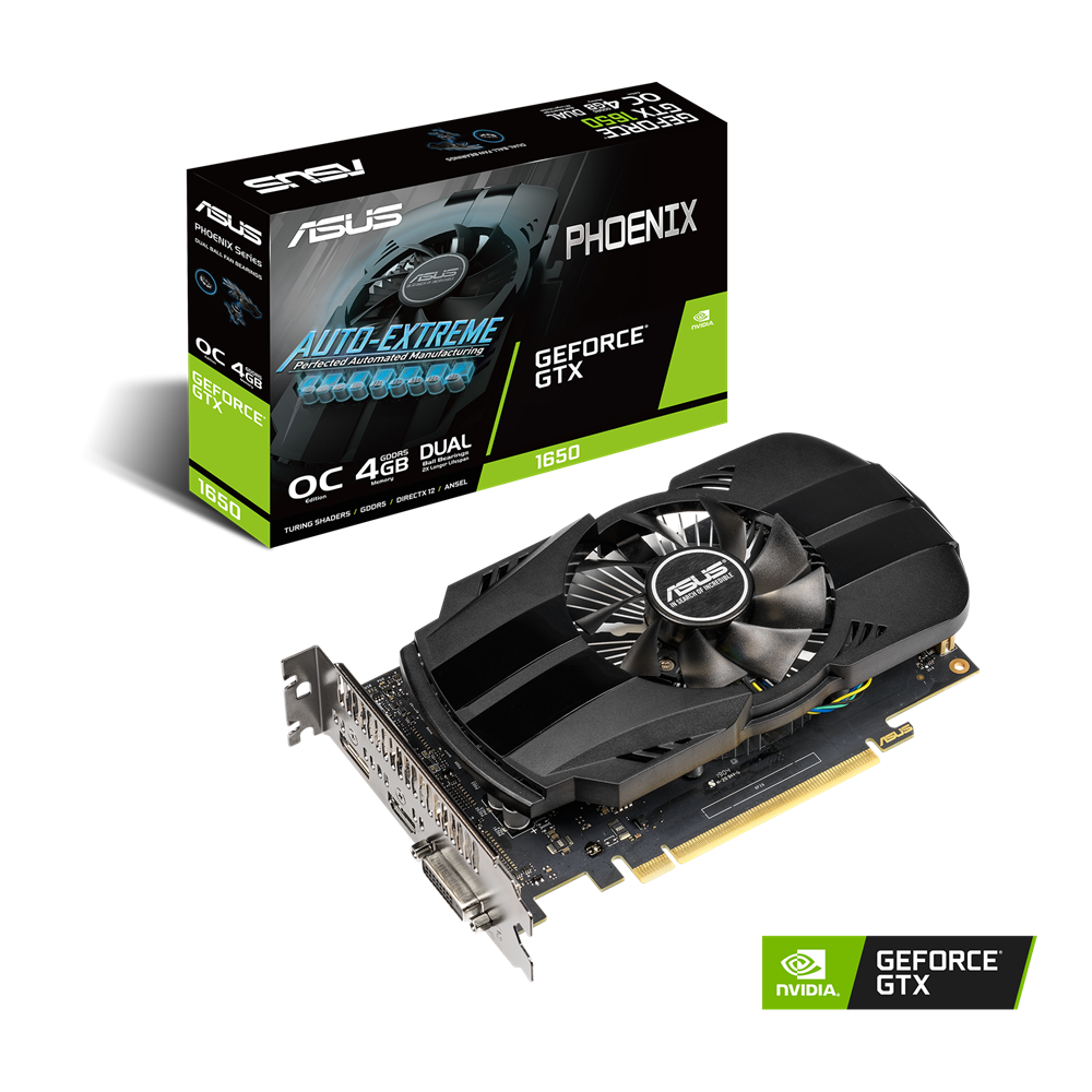 Tarjeta de Video NVIDIA GeForce GTX 1650 Phoenix OC Edition, 4GB GDDR6, 1xHDMI, 1xDVI, 1xDP, PCI Express x16 3.0, ASUS PH-GTX1650-O4G
