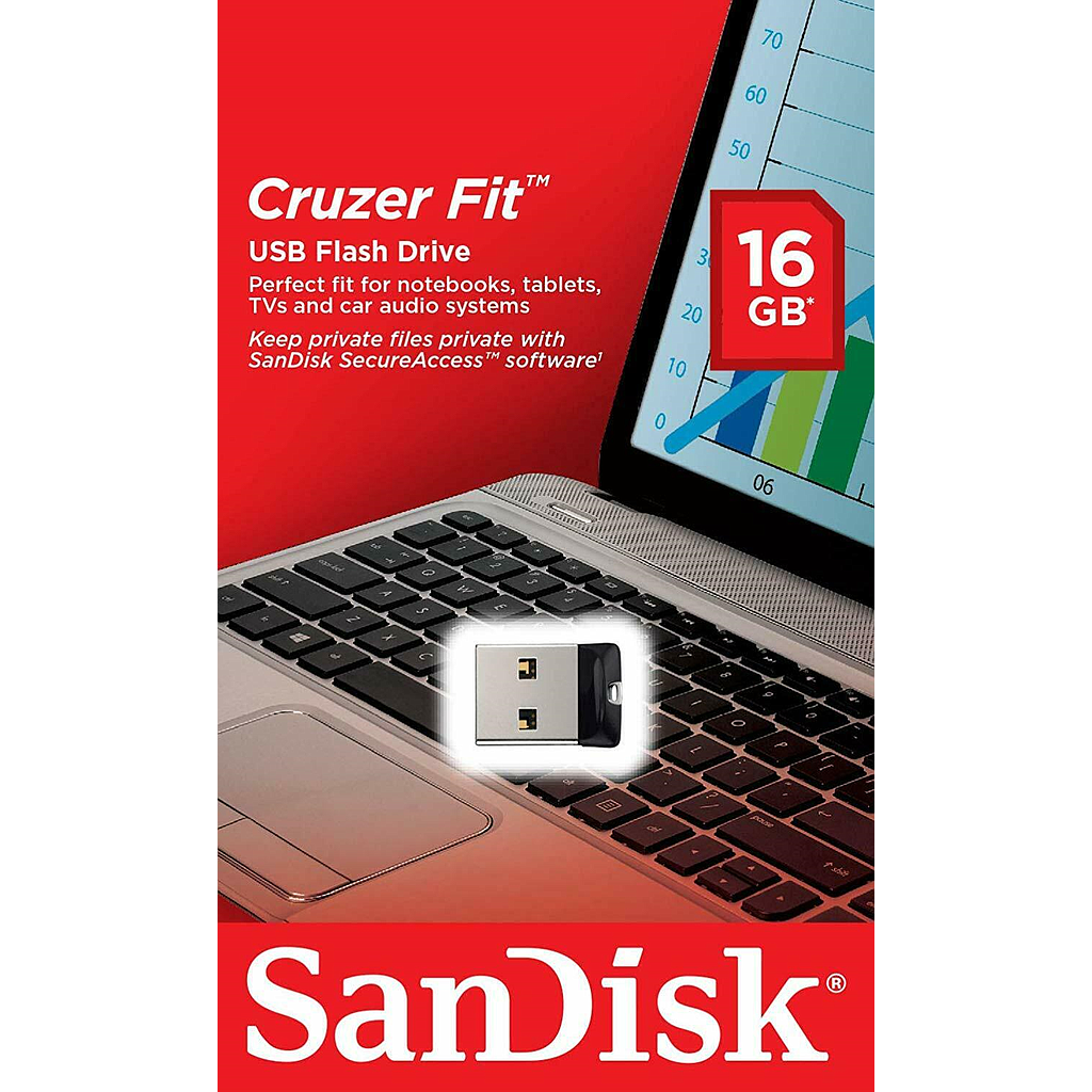 Memoria Flash USB 2.0, Cruzer Fit Z33, Capacidad 16GB, Color Negro, SANDISK SDCZ33-016G-G35