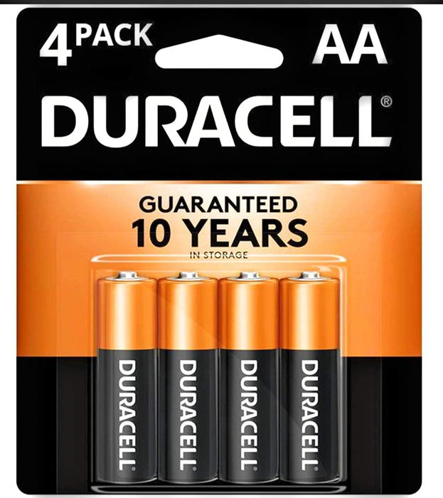 Paquete de Pilas Alcalina, AA, 1.5V, 4 Piezas, DURACELL MN1500B4