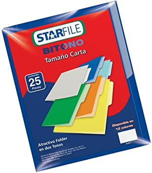 Folders STARFILE-Bitono, Paquete con 25 Piezas, Tamaño Carta, Color Azul Marino, MAPASA PH0088