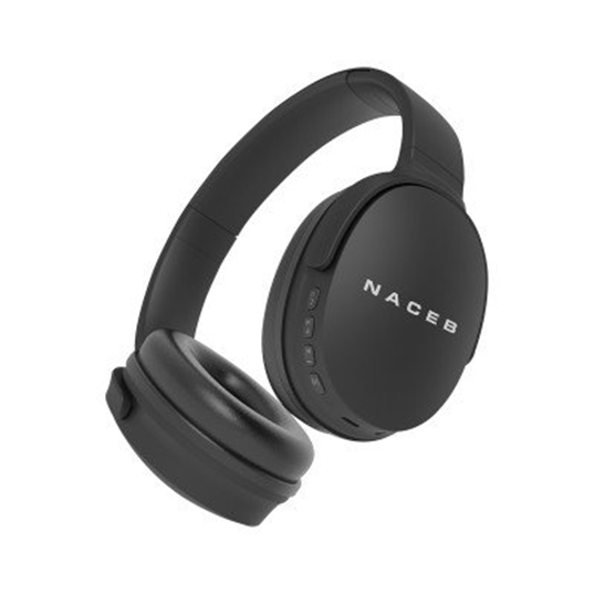 Audífonos Tipo Diadema Con Micrófono, Modelo Bolt, Alámbrico 3.5mm, Inalámbrico Bluetooth 5.0, Batería Recargable, Color Negro, Plegables, Soporta MicroSD, NACEB NA-0319