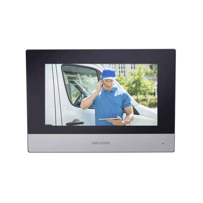Monitor Touch Screen 7" para Video Portero IP, Conexión WiFi / Ethernet, PoE Estándar,  Apertura Remota,  Llamada Entre Monitores, Audio Bidireccional, HIKVISION DS-KH6320-WTE1
