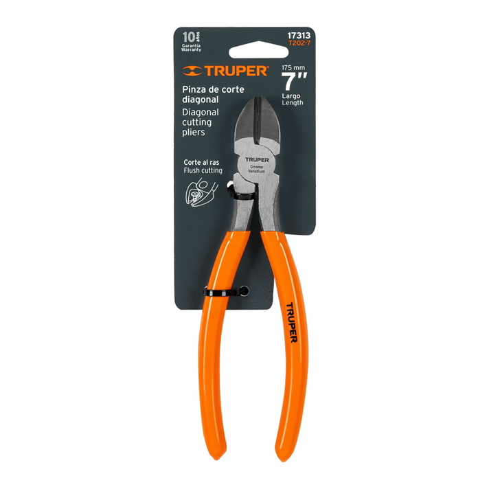 Pinza de Corte Diagonal 7', Mango De Vinil, TRUPER T202-7