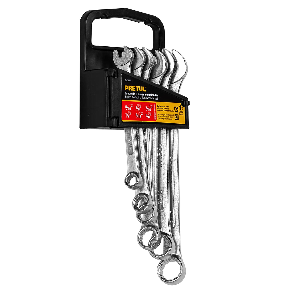 Juego de 6 LLaves Pretul Combinadas Std, TRUPER J-206P