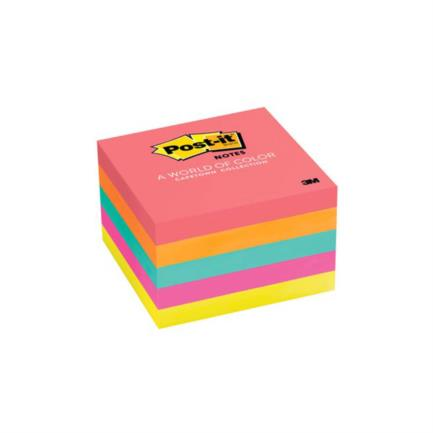 Notas Adhesivas (Post-it), Colores Brillantes, 3 x 3", 5 Blocks C/75 Hojas, 3M 2072
