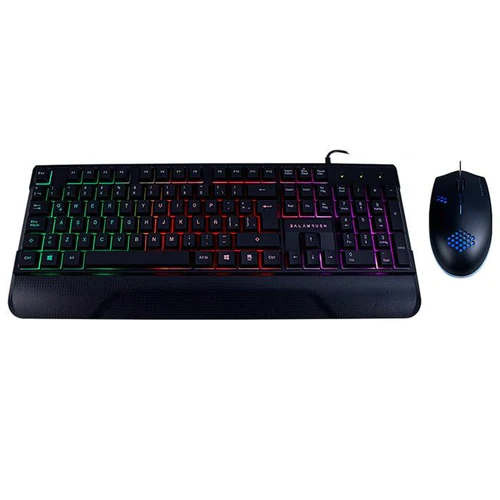 Kit de Teclado y Mouse Gamer Balam Rush DEMTRIX, Iluminación LED, Alámbrico, USB, Color Negro,  ACTECK BR-931373