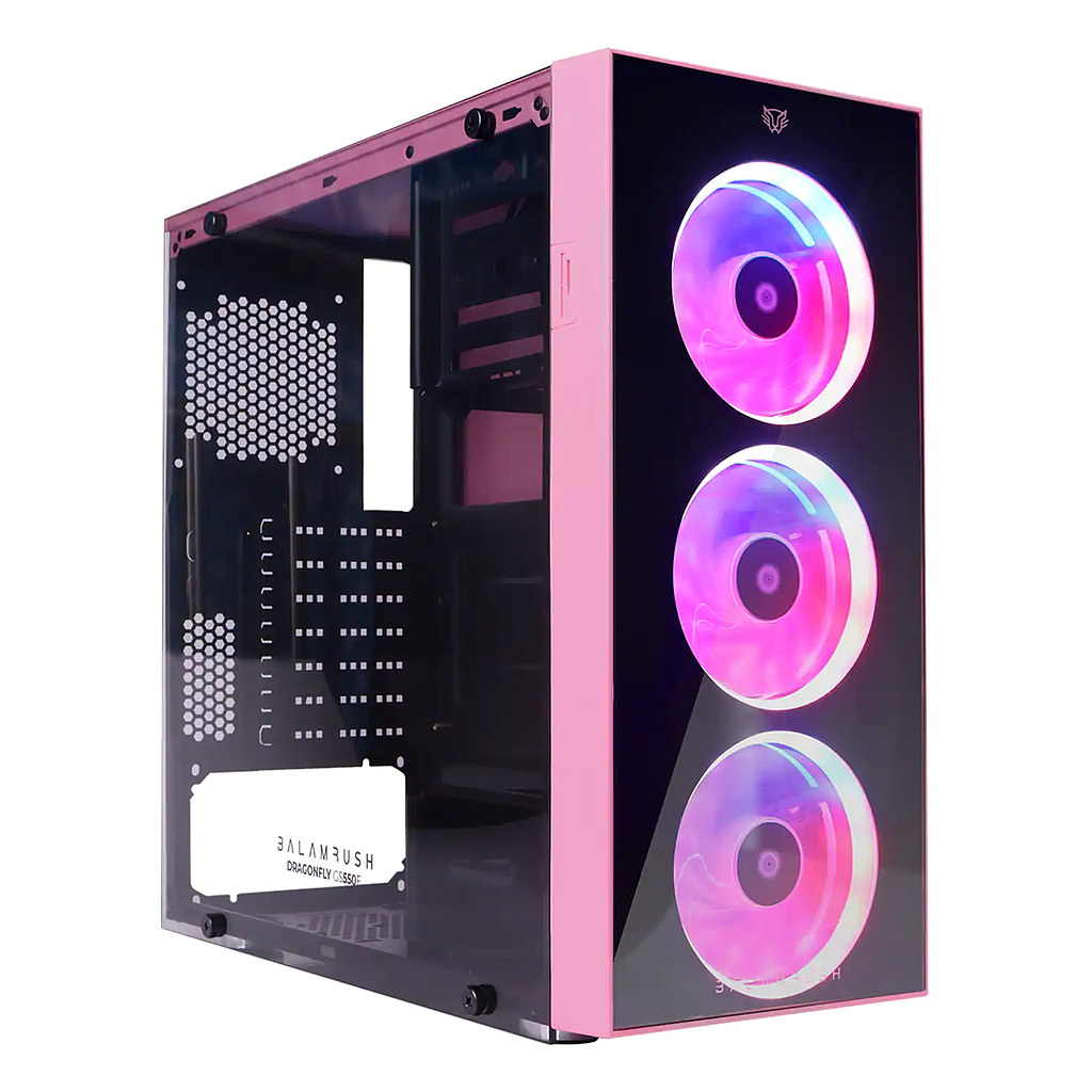 Gabinete Gamer BALAM RUSH DRAGONFLY, ATX, Media-Tower, Ventana Lateral de Cristal Templado, 3 Ventiladores Frontales RGB, No Incluye Fuente de Poder, Color Rosa, ACTECK BR-932806