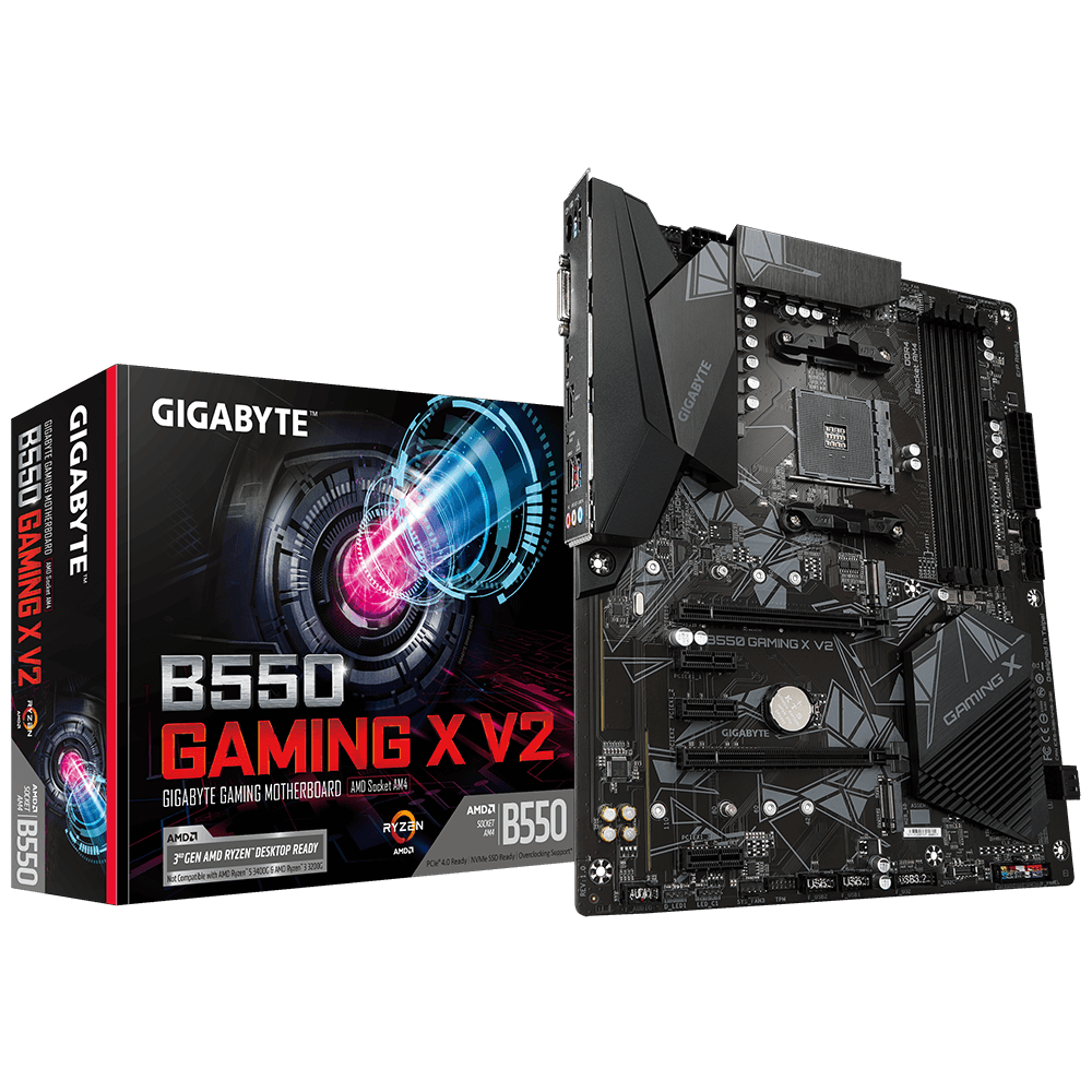 Tarjeta Madre (Mobo) B550 Gaming X V2, Chipset AMD B550, para AMD Ryzen 5000/4000/3000 Series, Socket AM4, 4xDDR4 (Max 128GB), Audio HD, Red, USB 3.2, SATA 3.0, M.2, Micro-ATX, GIGABYTE B550 GAMING X V2