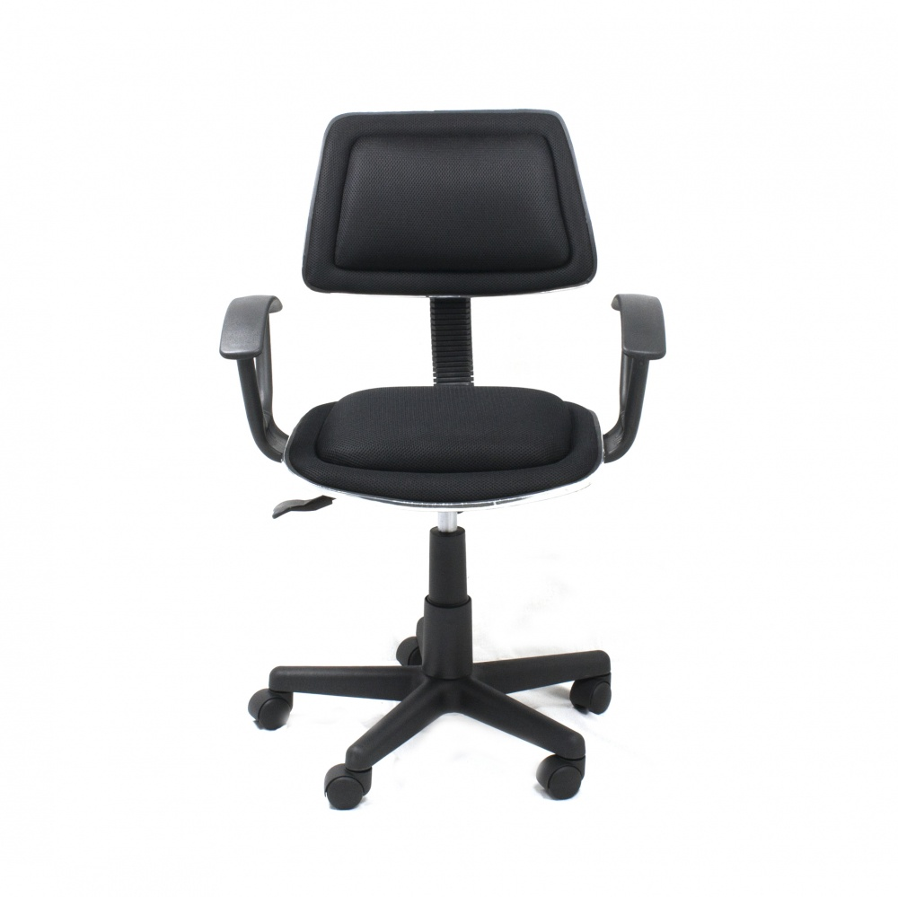 Silla de Oficina con Apoya Brazos, Giratoria, Respaldo Acolchado, Tapiz en Tela, Color Negro, XTECH AM160GEN48-BLACK