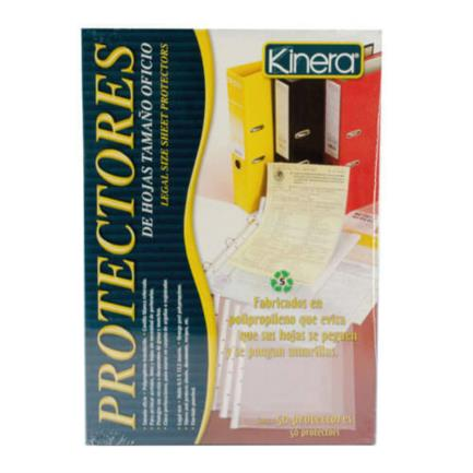 Protectores de Hojas KINERA, Tamaño Oficio, 50 Protectores, AZOR A363