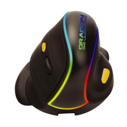 Ratón (Mouse) Inalámbrico, Vertical, Recargable/Ergonómico, 7 Botones, 2400 dpi, RGB, Color Negro, NEXTEP NE-482