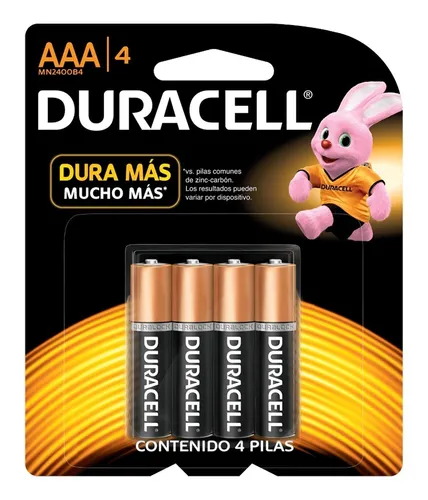 Paquete de Pilas Alcalina, AAA, 1.5V, 4 Piezas, DURACELL MN2400B4