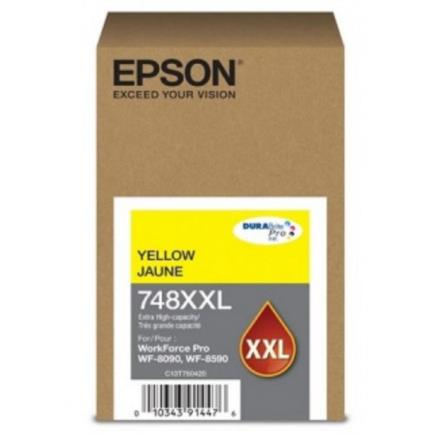 Cartucho de Tinta Original T748XXL, Capacidad Extra Alta, Rendimiento Aprox. 7,000 Páginas, Para WF-6090/WF-6590, Color Amarillo, EPSON T748XXL420-AL