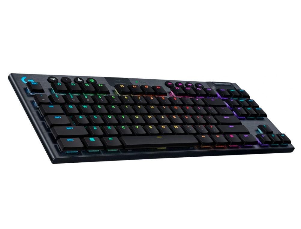 Teclado Gamer G915 TKL RGB, Mecánico, Switch GL Táctil, Inalámbrico, Bluetooth, Iluminación RGB, Color Negro, (Inglés), LOGITECH 920-009495