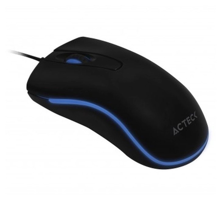 Ratón (Mouse) Electrous X X300, Hasta 1,000 dpi, 2 Botones e Iluminación LED, Alámbrico, USB 2.0, Color Negro/Azul, ACTECK AC-929677