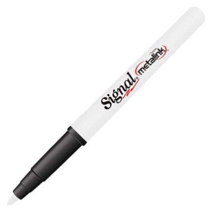 Marcador Permanente SIGNAL, Color Blanco Metalink, Punto Fino, AZOR 30011