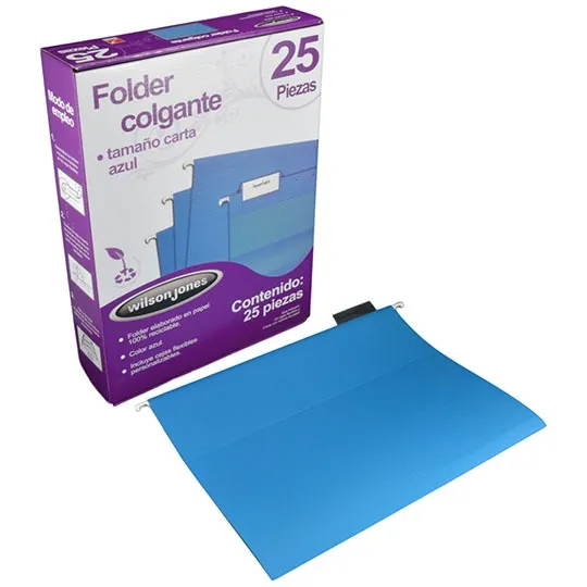 Folder Colgante WJ, Tamaño Carta, Color Azul, Caja con C/25 Piezas, ACCO P3638