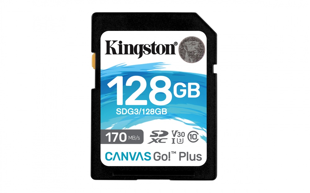 Tarjeta SDXC, Modelo Canvas Go! Plus, Capacidad 128GB, Clase 10, UHS-1 U3, KINGSTON SDG3/128GB
