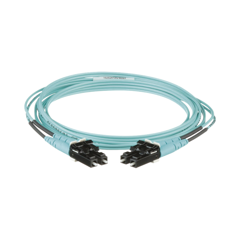 Jumper de Fibra Optica Multimodo 50/125 OM3, LC-LC Duplex, OFNR (Riser), Color Aqua, 2 Metros, PANDUIT FX2ERLNLNSNM002