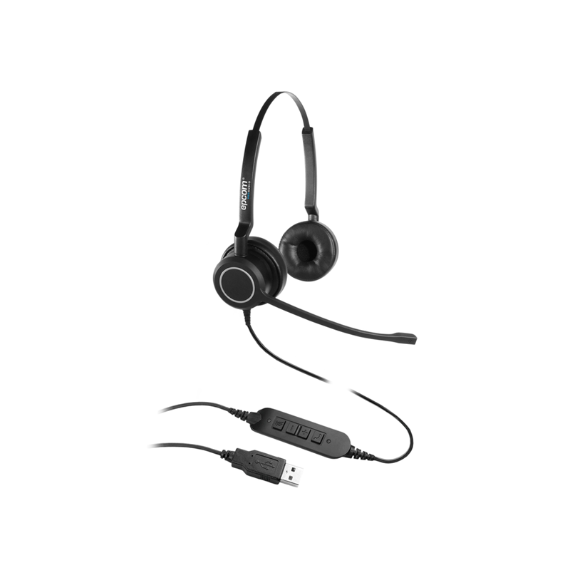 Diadema ProA Duo, Audio HD, Micrófono con Cancelación de Ruido Adicional, Conexión vía USB, Compatibilidad con Microsoft Teams y Skype for Business, EPCOM PROA-HS10USBD