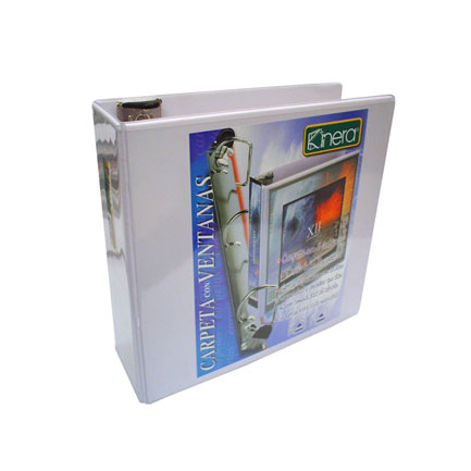 Carpeta de Vinil con Aro "D" 4", Color Blanco, KINERA 9411BL