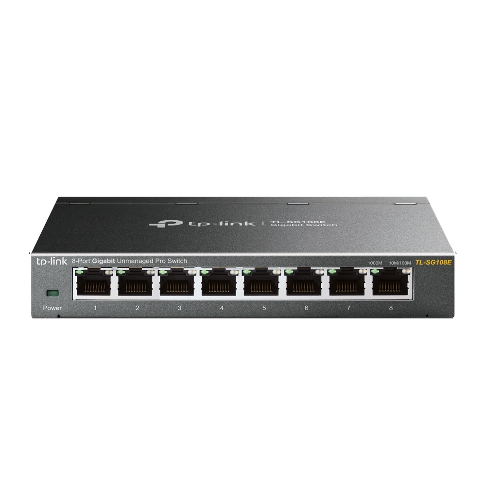 Switch Gigabit Ethernet, 10/100/1000 Mbps, 16 Gbit/s, 8 Puertos, Carcasa Metálica, TP-LINK TL-SG108E
