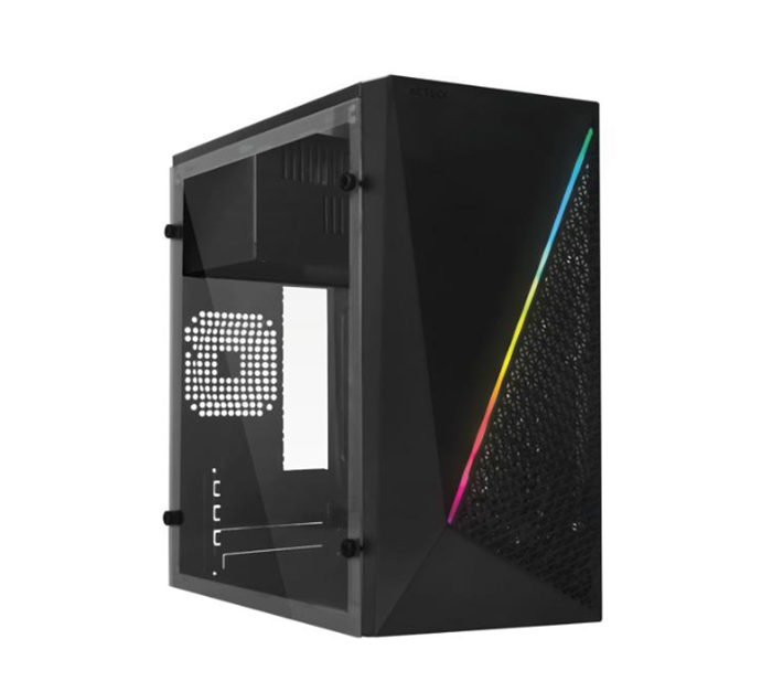 Gabinete Micro-ATX/Mini-ITX, Modelo Kyoto GC460, con Ventana, Incluye Fuente de Poder de 500W, Color Negro, ACTECK AC-933070