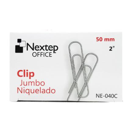 Clip Estándar Jumbo Niquelado #2 (50 Milímetros), Caja C/100 Clips, NEXTEP NE-040C